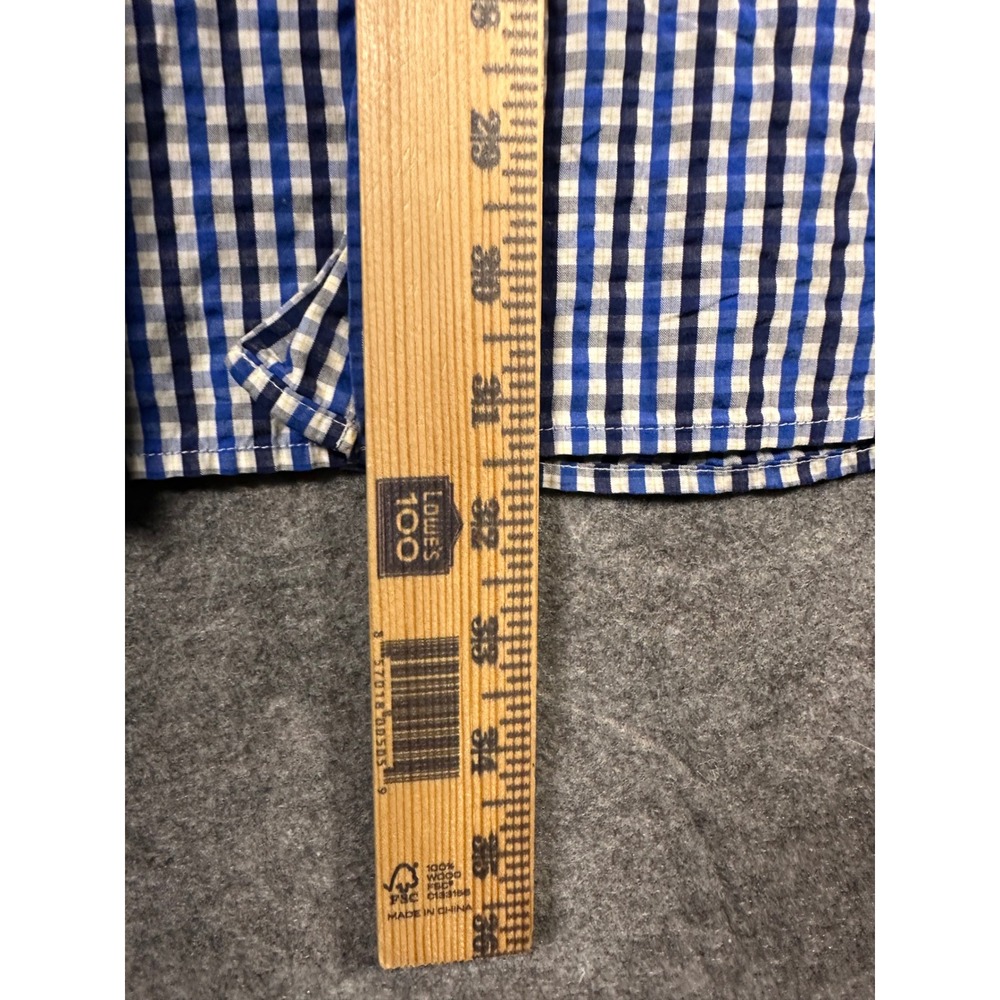 Zegna Sport Blue Gingham Checkered Button Down Long Sleeve Shirt XXL - Picture 4 of 9